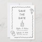 Whimsical Illustriert Wedding Save the Date Einladung (Vorderseite)