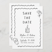 Whimsical Illustriert Wedding Save the Date Einladung (Vorne/Hinten)