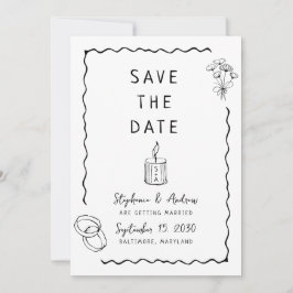 Whimsical Illustriert Wedding Save the Date Einladung