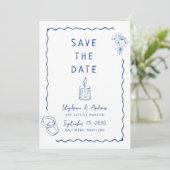Whimsical Illustriert Wedding Save the Date Einladung (Stehend Vorderseite)