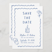 Whimsical Illustriert Wedding Save the Date Einladung (Vorne/Hinten)