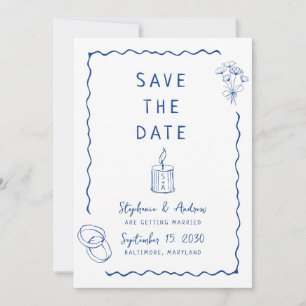 Whimsical Illustriert Wedding Save the Date Einladung