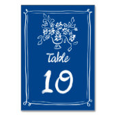 Whimsical Illustrierte handgezeichnet Blumenhochze Tischnummer (Vorderseite)