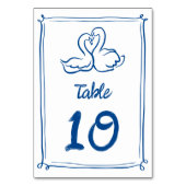 Whimsical Illustrierte, handgezeichnet Schwäne Hoc Tischnummer (Vorderseite)