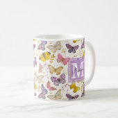 Whimsical Imitats Gliitter Girly Butterfells Monog Kaffeetasse (VorderseiteRechts)