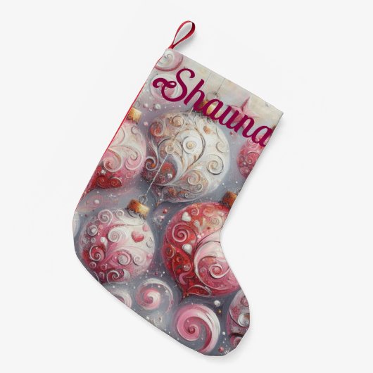 Whimsical Impressionistische Weihnachtsschmuck Pin Kleiner Weihnachtsstrumpf (Vorderansicht (hängend))