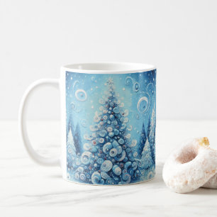 Whimsical Impressionistischer Weihnachtsbaum Blue Kaffeetasse