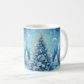 Whimsical Impressionistischer Weihnachtsbaum Blue Kaffeetasse (VorderseiteRechts)