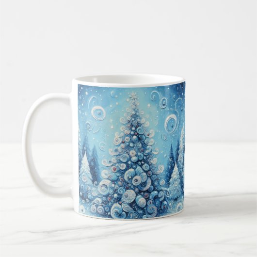 Whimsical Impressionistischer Weihnachtsbaum Blue Kaffeetasse (Links)