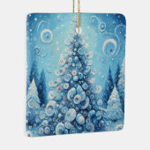 Whimsical Impressionistischer Weihnachtsbaum Blue Keramikornament (Rechts)