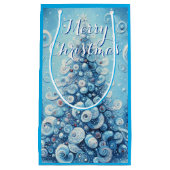 Whimsical Impressionistischer Weihnachtsbaum Blue Kleine Geschenktüte (Vorderseite)