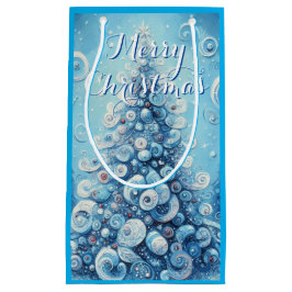 Whimsical Impressionistischer Weihnachtsbaum Blue Kleine Geschenktüte