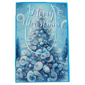 Whimsical Impressionistischer Weihnachtsbaum Blue Mittlere Geschenktüte (Vorderseite)