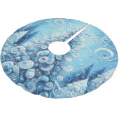 Whimsical Impressionistischer Weihnachtsbaum Blue Polyester Weihnachtsbaumdecke (Schrägansicht)