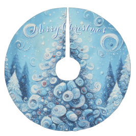 Whimsical Impressionistischer Weihnachtsbaum Blue Polyester Weihnachtsbaumdecke