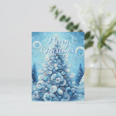 Whimsical Impressionistischer Weihnachtsbaum Blue Postkarte (Stehend Vorderseite)