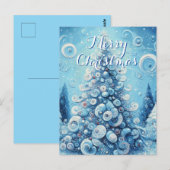 Whimsical Impressionistischer Weihnachtsbaum Blue Postkarte (Vorne/Hinten)