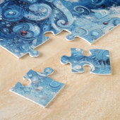 Whimsical Impressionistischer Weihnachtsbaum Blue Puzzle (Seite)
