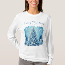 Whimsical Impressionistischer Weihnachtsbaum Blue T-Shirt