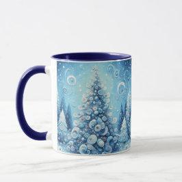 Whimsical Impressionistischer Weihnachtsbaum Blue Tasse