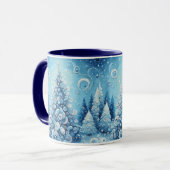 Whimsical Impressionistischer Weihnachtsbaum Blue Tasse (Vorderseite Links)