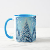Whimsical Impressionistischer Weihnachtsbaum Blue Tasse (Links)