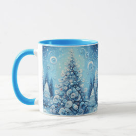 Whimsical Impressionistischer Weihnachtsbaum Blue Tasse
