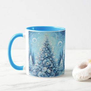 Whimsical Impressionistischer Weihnachtsbaum Blue Tasse