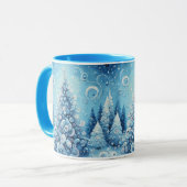 Whimsical Impressionistischer Weihnachtsbaum Blue Tasse (Vorderseite Links)