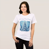 Whimsical Impressionistischer Weihnachtsbaum Blue Tri-Blend Shirt (Vorderseite voll)