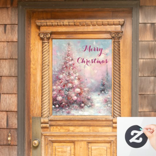Whimsical Impressionistischer Weihnachtsbaum Fensteraufkleber (Haustür)