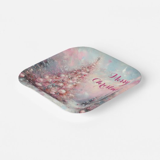 Whimsical Impressionistischer Weihnachtsbaum Pappteller (Gewinkelt)