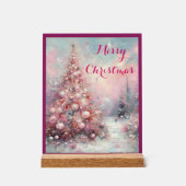 Whimsical Impressionistischer Weihnachtsbaum Pink Acrylschild (Vorderseite)