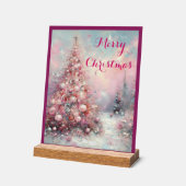 Whimsical Impressionistischer Weihnachtsbaum Pink Acrylschild (Winkel)