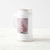 Whimsical Impressionistischer Weihnachtsbaum Pink Bierglas (Vorderseite Links)