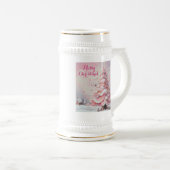 Whimsical Impressionistischer Weihnachtsbaum Pink Bierglas (VorderseiteRechts)