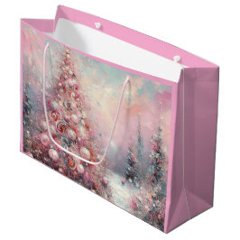 Whimsical Impressionistischer Weihnachtsbaum Pink  Große Geschenktüte