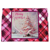 Whimsical Impressionistischer Weihnachtsbaum Pink Große Geschenktüte (Vorderseite)