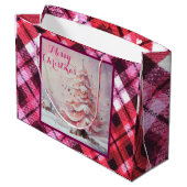 Whimsical Impressionistischer Weihnachtsbaum Pink Große Geschenktüte (Rückseite Schrägansicht)