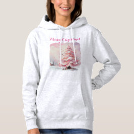 Whimsical Impressionistischer Weihnachtsbaum Pink Hoodie