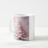 Whimsical Impressionistischer Weihnachtsbaum Pink Kaffeetasse (Vorderseite Links)