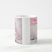Whimsical Impressionistischer Weihnachtsbaum Pink Kaffeetasse (Mittel)