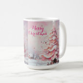 Whimsical Impressionistischer Weihnachtsbaum Pink Kaffeetasse (VorderseiteRechts)