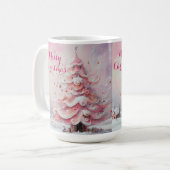 Whimsical Impressionistischer Weihnachtsbaum Pink Kaffeetasse (Vorderseite Links)