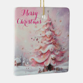 Whimsical Impressionistischer Weihnachtsbaum Pink Keramikornament (Rechts)