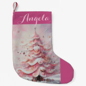 Whimsical Impressionistischer Weihnachtsbaum Pink Kleiner Weihnachtsstrumpf (Vorderseite)