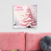 Whimsical Impressionistischer Weihnachtsbaum Pink Leinwanddruck (Insitu (Wohnzimmer))