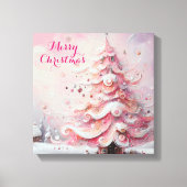 Whimsical Impressionistischer Weihnachtsbaum Pink Leinwanddruck (Vorderseite)