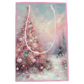 Whimsical Impressionistischer Weihnachtsbaum Pink  Mittlere Geschenktüte (Vorderseite)