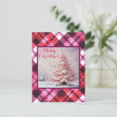 Whimsical Impressionistischer Weihnachtsbaum Pink Postkarte (Stehend Vorderseite)